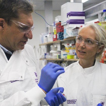 UQ's Professor Matt Trau and Evolution Mining's Anika McManus